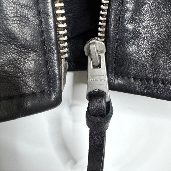 ALL SAINTS Cora Leather Jacket Black Size XL *Flaw - Picture 5 of 16